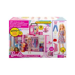 Giocattolo Barbie - Armadio dei Sogni Playset con bambola bionda, largo più di 60 cm, 15+ aree per riporre gli accessori, specchio Barbie