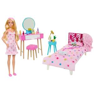 Giocattolo ?Barbie Movie - Playset della camera da letto di Barbie include una bambola Barbie, un letto, una specchiera, un gattino Barbie