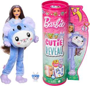 Giocattolo Barbie Cutie Reveal - Bambola con Costume di Peluche da Coniglietto-Koala e 10 Accessori a Sorpresa Cambia Colore, Barbie